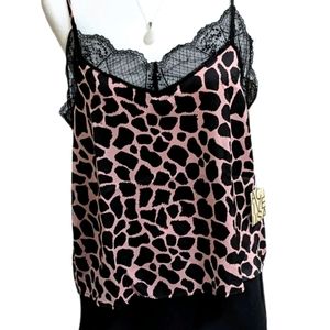 Leopard print lace trim cami